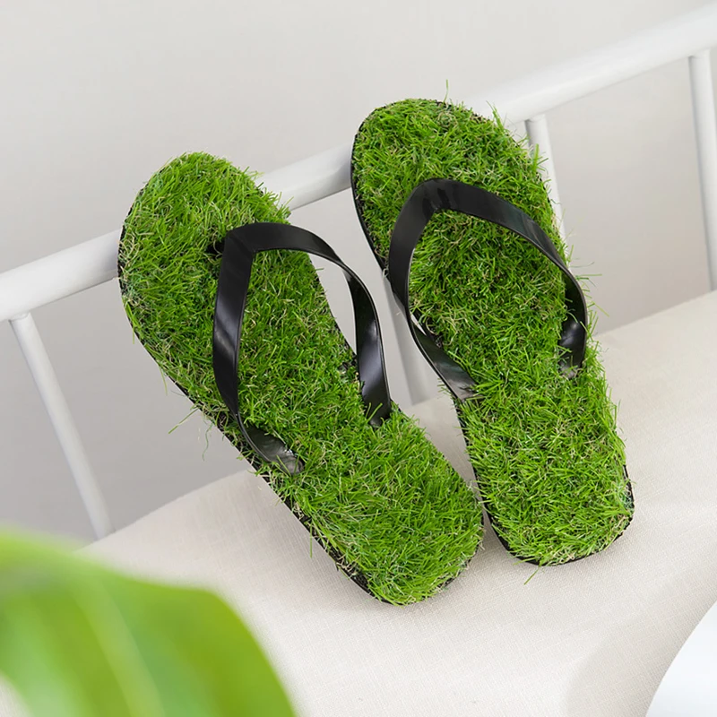 

Lawn Flip-flops For Men Women 2020 Summer Fashion Simulation Personality Grass Slippers Couple Models Outdoor Beach Shoes Men