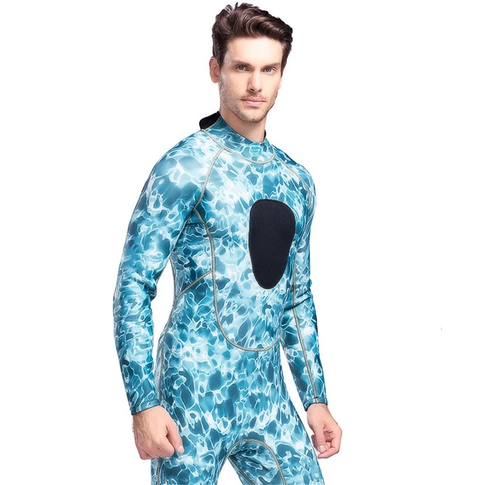 SBART 3 мм супер эластичный неопреновый водолазный костюм мужские Гидрокостюмы Длинные части соединенный камуфляж теплый костюм для дайвинга одежда для плавания спортивная одежда - Цвет: Water Blue Camouflag