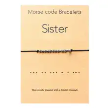 Сестра Морзе кодовый браслет из нержавеющей стали бусины на шелковом шнуре, всегда моя сестра, мой друг навсегда-идеальная сестра идея на день рождения