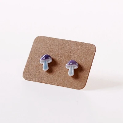 Mushroom purple K083 BIGBING, ювелирные изделия, модный Подсолнух, клевер, снежинка, редиска, капуста, лист клена, листья, гриб, сделай сам, серьги-гвоздики из керамики - Окраска металла: Mushroom purple