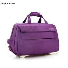 Простая Большая вместительная сумка на колесиках, мужская дорожная сумка, повседневная женская Высококачественная сумка на колесиках с выдвижным рычагом