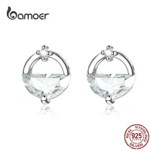 Bamoer дизайн воды серьги гвоздики для женщин прозрачный CZ 925 пробы серебряные серьги-гвоздики ювелирные изделия корейская мода ювелирные изделия BSE167