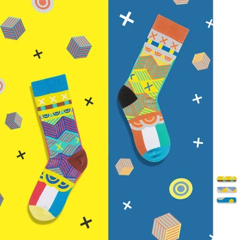 

Autumn And Winter New Socks Asymmetric Pattern AB Socks Cartoon Planet Cute Men /Women Cotton Socks INS Hot Socks