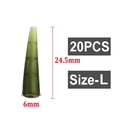 20PCS-L 20 шт. микро Карп рыболовные аксессуары Мягкий рукав против спутывания хвост резиновый конус для Chod вертолет снаряжение рыболовное метод фидер инструмент - Color: 20PCS-L