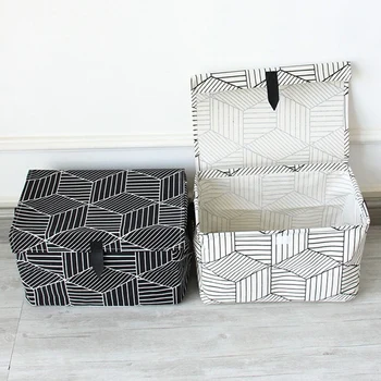 

Stripe Covered Desk Storage Box Storage Organizer Clothes Storage Basket Cosmetic Case Kids Toys Storage Bucket