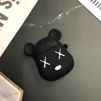 Забавный мультяшный чехол для Apple Airpods 3D защитный чехол милый Bluetooth чехол для наушников Модный мягкий силиконовый чехол s Чехол для гарнитуры - Цвет: Blackbear
