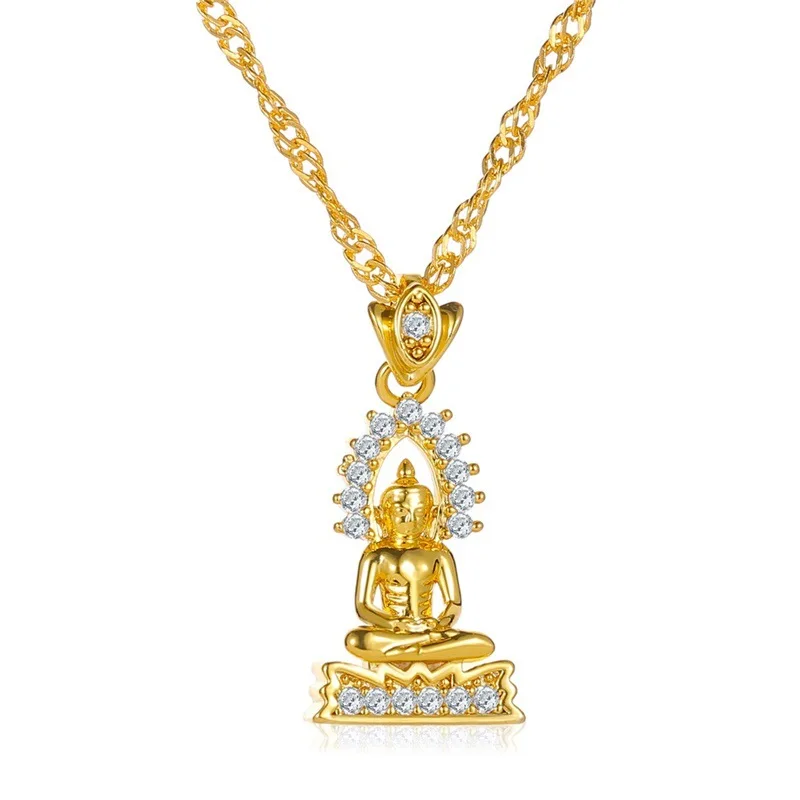 

Buddha Statue Pendant Necklace Buddhist Believer Men and Women Pendant Ornaments Pendant Chain Necklace Pendants