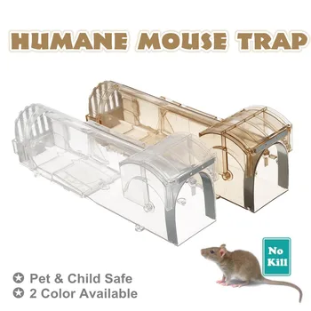 

ABS Nontoxic Rat Cage Catch Mice Rodent Control Catch Bait Hamster Mouse Trap Transparent Reusable Safe Humane Live Mousetrap