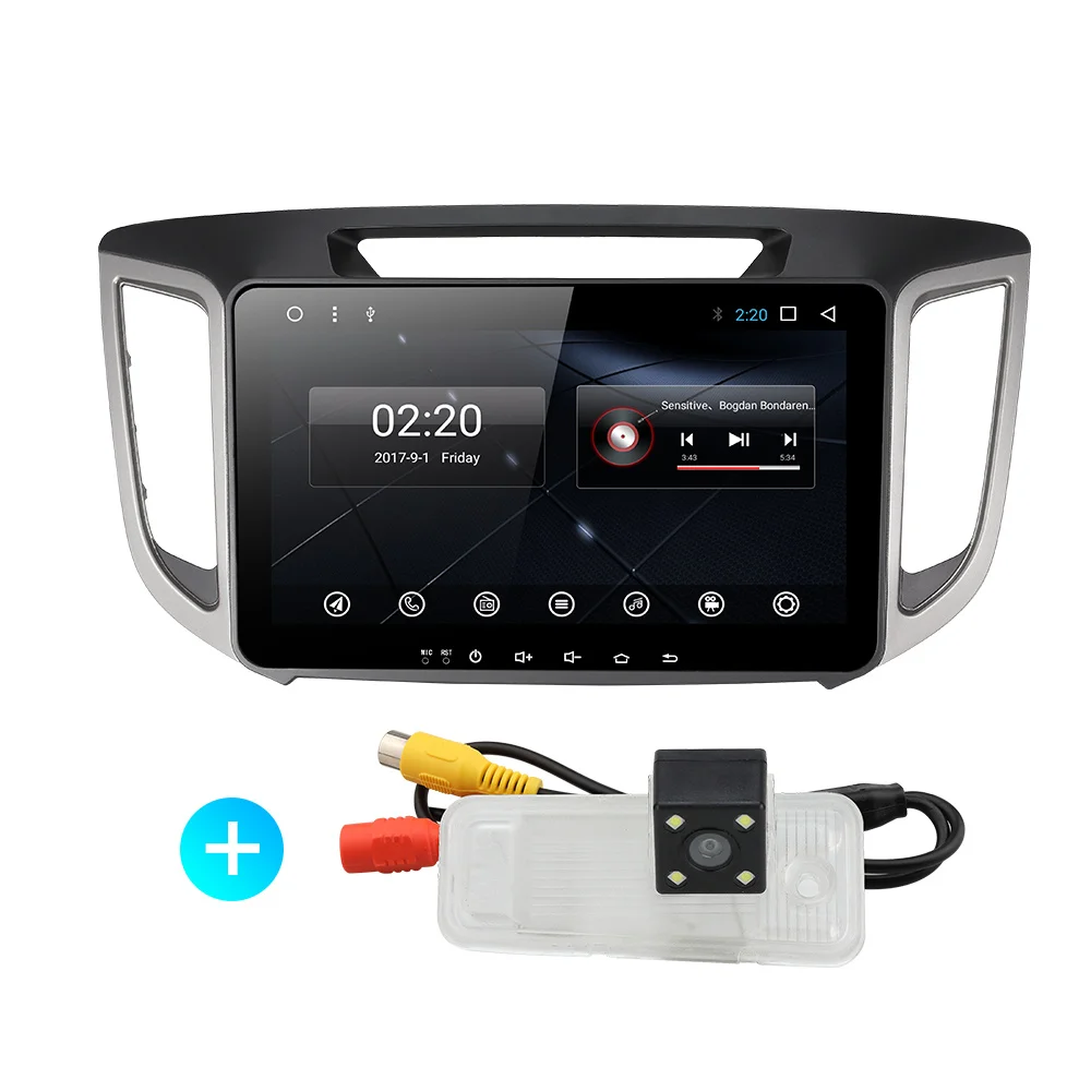 Автомобильный dvd-плеер для HYUNDAI IX25 CRETA навигация gps автомобильный мультимедийный плеер 1024*600 PX6 android 9,0 - Цвет: with rear camera