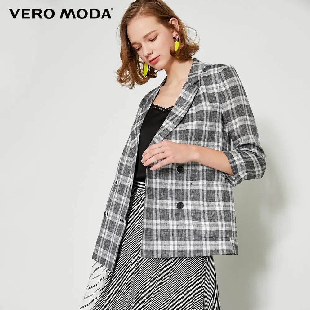 Vero Moda женский льняной клетчатый Тонкий Блейзер | 319208534