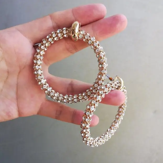 Вечный чудо-глэм горный хрусталь XL круглые гвоздики серьги вечерние платья Топ