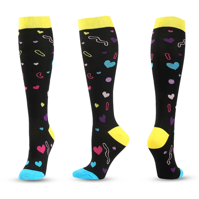 2021 New Cartoon Compression Stockings For Men Women Nylon Smiley Pattern Compress Socks Cycling Sock Prevent Varicose Veins Y009-M