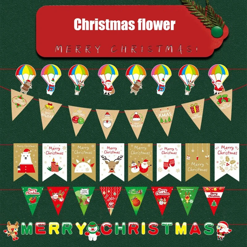 

Fishion Christmas Party Banner Garland Church Decoration Flags DIY Home Decoratio