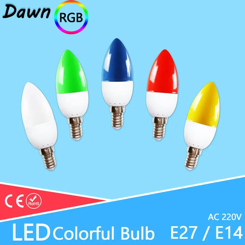 Светодиодный лампы E27 E14 3 Вт G45 C35 RGB светодиодный Свеча светильник Красочные SMD 2835