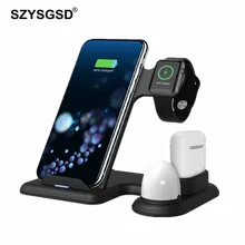 4 в 1 беспроводная зарядная станция для iPhone 11 Pro Max XR XS samsung S10 Xiaomi 10 Вт быстрая Беспроводная зарядная подставка для Apple watch 5