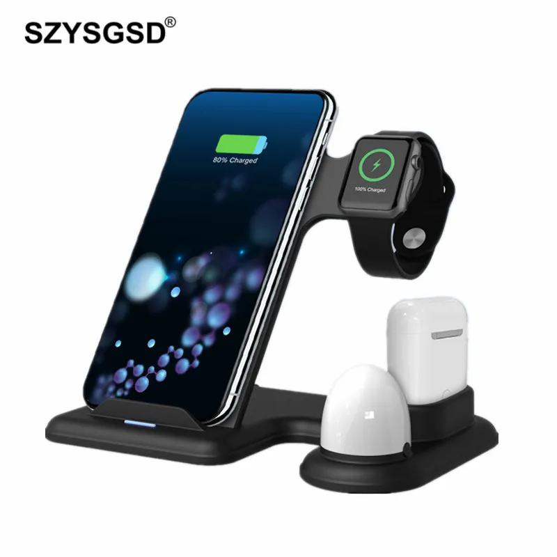 4 в 1 беспроводная зарядная станция для iPhone 11 Pro Max XR XS samsung S10 Xiaomi 10 Вт быстрая