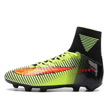 

New StyleHigh-Top Ankle Protector School Student Boy Girl FG Football Boots Turf Flat Classic Kid Soccer Sneakers Sports Shoes