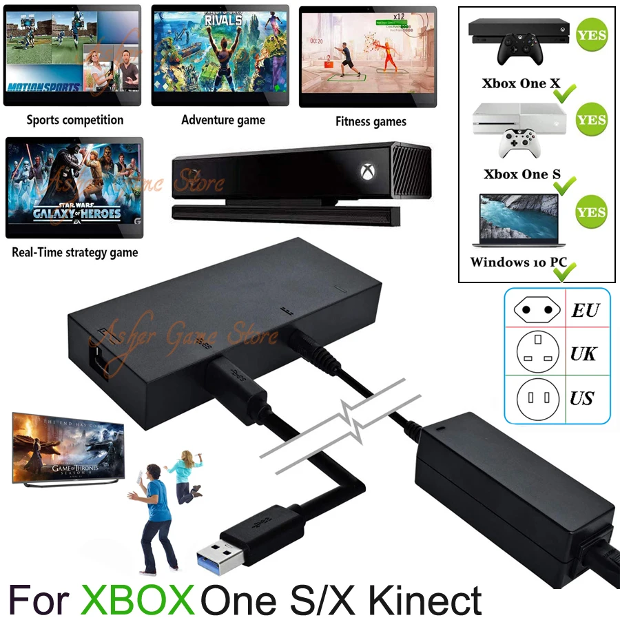Для XBOX One S / X Windows PC Kinect 2 0 Версия датчик движения адаптер переменного тока для BOX ONE