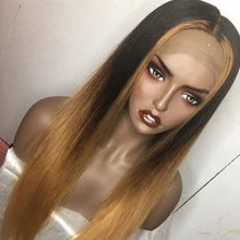 Смешанные светлые прически Silky Straight, эффектом деграде(переход от темного к парики из натуральных волос с Африканской структурой, Для женщин предварительно выщипанные волосы Выделите эффектом деграде(переход от темного к 13x6 Синтетические волосы на кружеве парики из натуральных волос