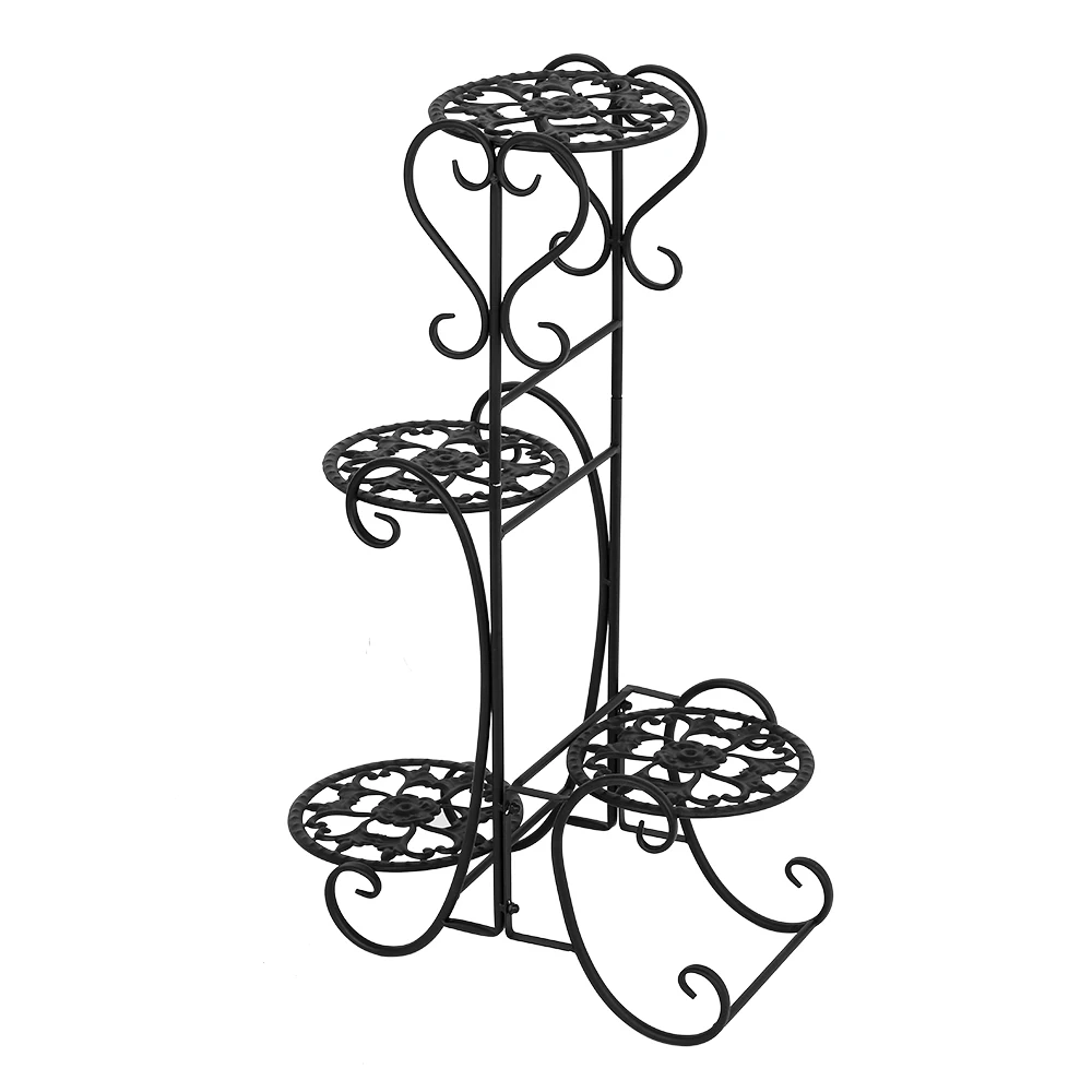 

4 Potted Flower Metal Shelves Plant Pot Stand Decoration for Garden Home Office 4 Potted Plant Stand