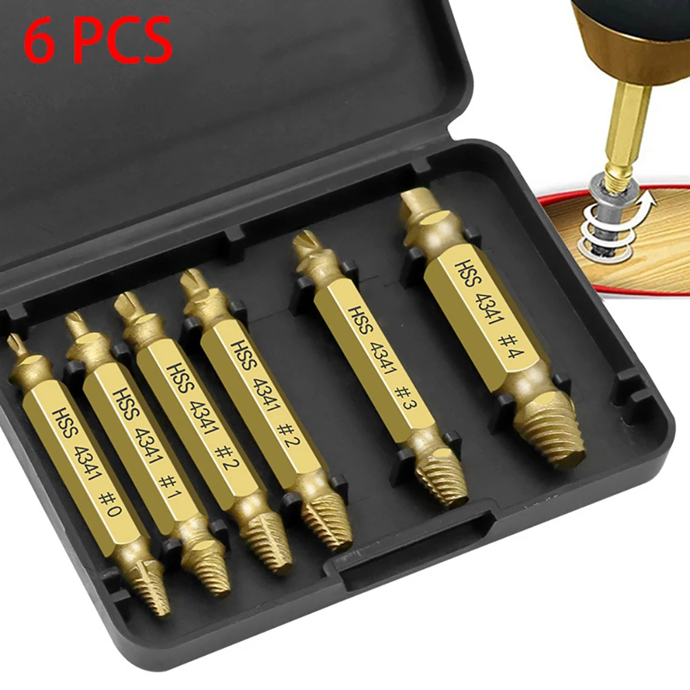 

6pcs Screw Remover Damaged Screw Extractor Broken Bolt Screw HSS Removal Tool Prevent Rust And Corrosion Remover Tool