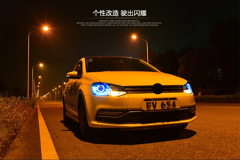 Автомобильный головной светильник для VW Polo светодиодный головной светильник 2010- Polo GTI головной светильник s ангельские глазки светодиодный DRL Биксеноновые линзы HID передний светильник