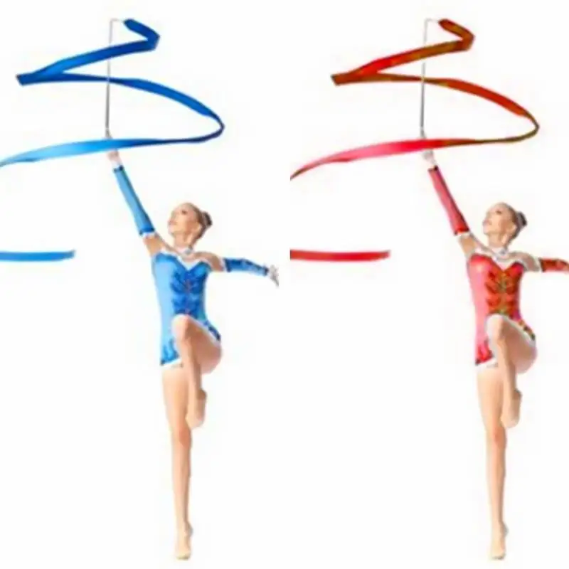 Танцевальная лента 4 м художественная гимнастика балетная желтая с