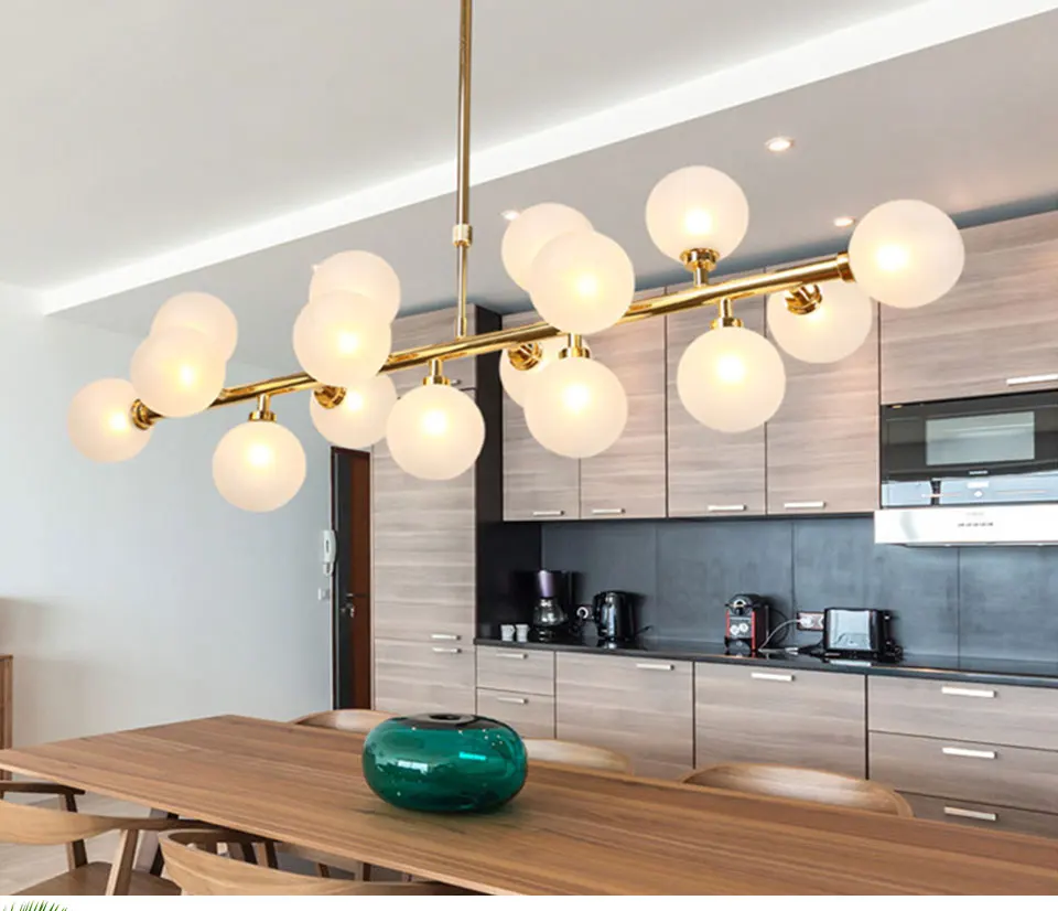 Postmodern golden black magic beans glass ball chandelier northern Europe simple living room dining room restaurant bar light