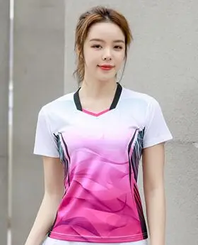 2021 Badminton shirts Women , sport shirt Tennis shirts For Girls , Female table tennis tshirt , Quick dry Ping Pong tshirts Kit