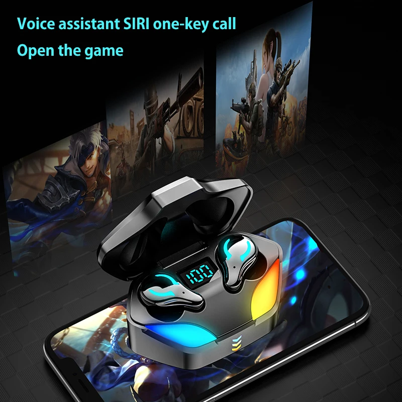 TWS Gaming Hörlurar Bluetooth Hörlurar E-sport Brusreducering Sport In-ear Headset Mikrofon RGB Belysning För Mobiltelefon_voghion.com