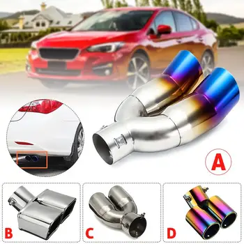 

Car Dual Outlet Exhaust Muffler Pipe Double Outlet Exhaust Tip Tail Pipe Tube Stainless Steel Universal