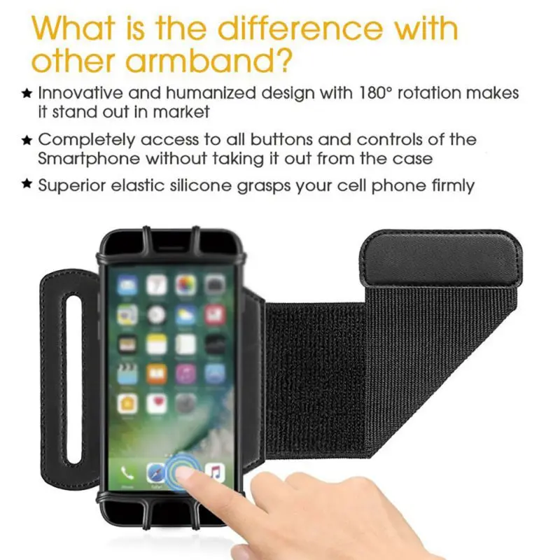  4-6 Inches Running Bag Belt Men Women Armband Touch Screen Cell Phone Case 180 Degree Rotatable Cyc - 4000103553984
