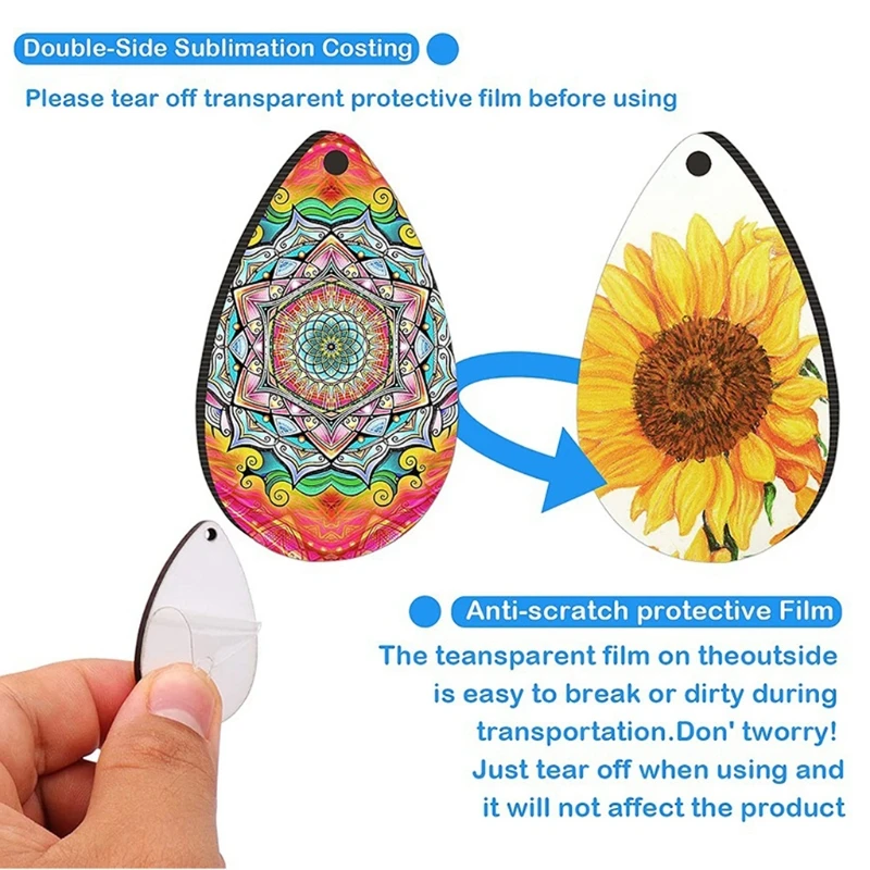 Double-sided Sublimation Blank Teardrop Earrings for Jewelry Making stud earrings dangle earrings 250 Pieces