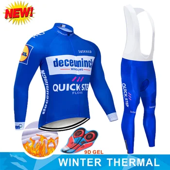 

2020 Pro Team QUICK STEP Cycling Jersey 9D Bib Set Belgium Bike Clothing Mens Winter Thermal Fleece Bicycle Clothes Cycling Wear