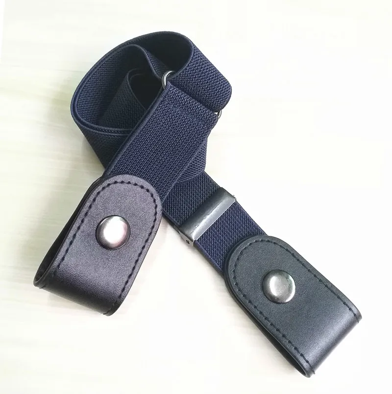 Blue and black Ремень без пряжки для джинсовых брюк платья без пряжки эластичный пояс для женщин/мужчин без выпуклости без хлопот Универсальный Пояс - Цвет: Blue and black