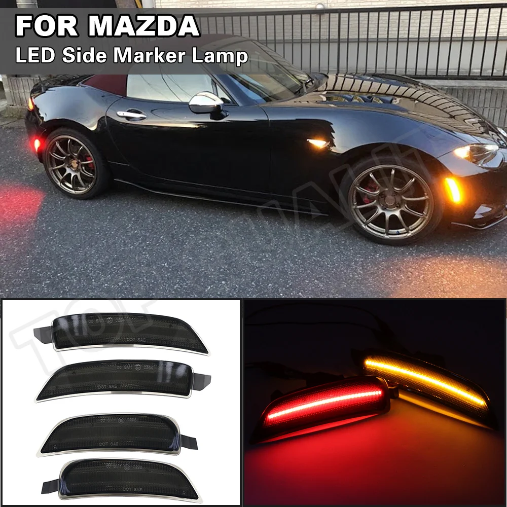 

Full LED Rear+Front Bumper Reflector Side Marker Light For Mazda Miata Mx-5 Mx5 nd 2016 2017 2018 2019 2020 Amber/Red Auto