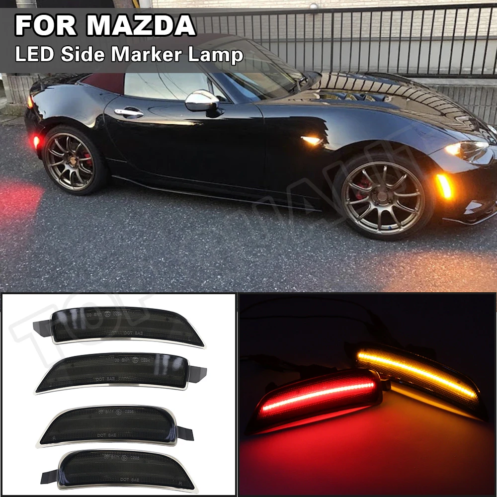 Full Led Rear+front Bumper Reflector Side Marker Light For Mazda Miata