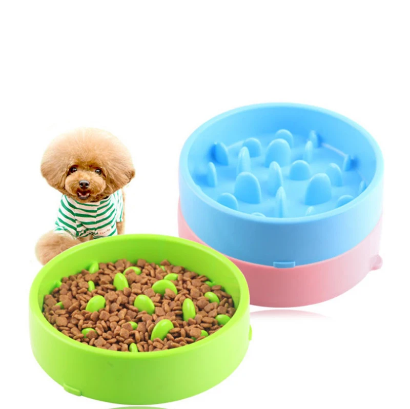 Dog Bowl Plastic Anti Choking Puppy Cat Eating Dish Anti-Gulping Food Plate Anti Skid Dishes Tray Home Pet Bowl Accessories
