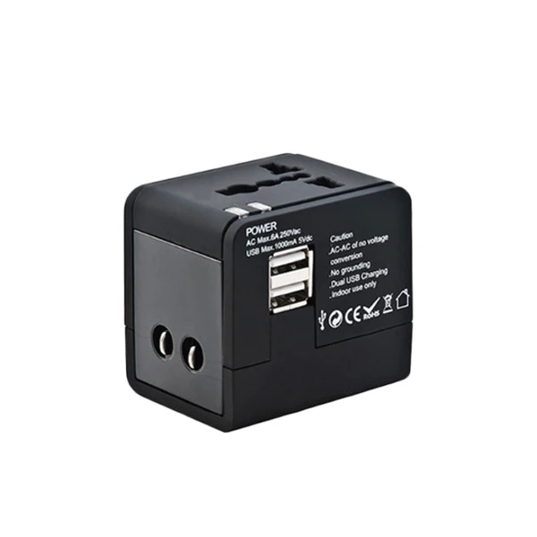 VINISUNG универсальное Универсальное зарядное устройство с двумя портами USB, зарядное устройство с разъемом EU, US, UK, AU, зарядное устройство для мобильного телефона - Тип штекера: World plug
