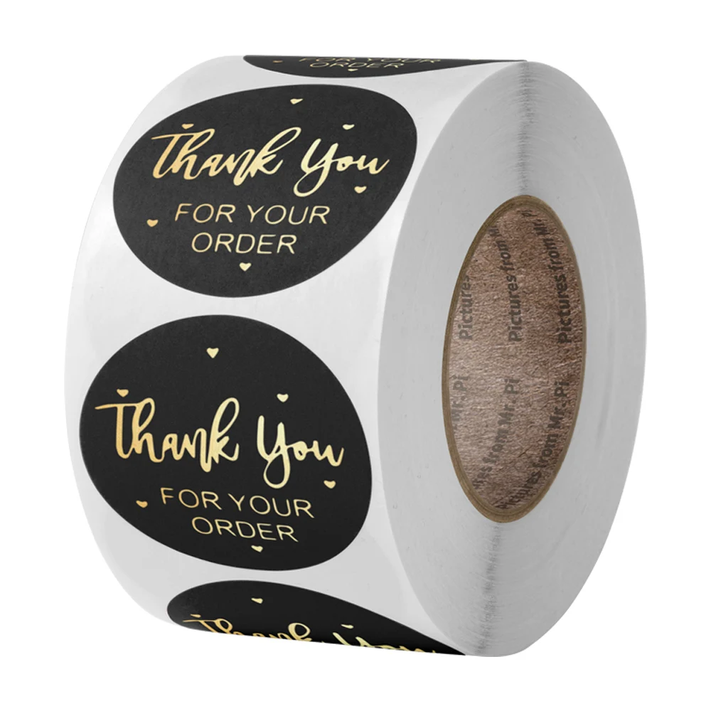 

500 Pcs Round Black Thank You for Your Order Sticker Rolls Cute Pink Handmade Labels Sticker Christmas Stationery Sticker Paper