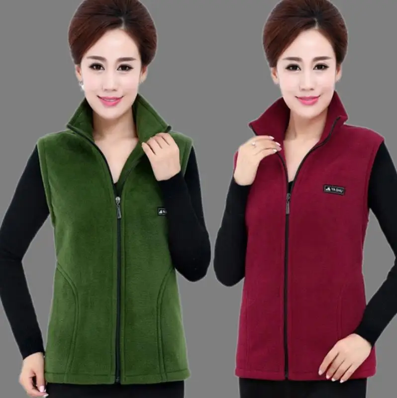 

New Fleece Women Vests Autumn Korean Plus size Sleeveless Jackets Ladies Fashion Zipper Casual Waistcoat Female