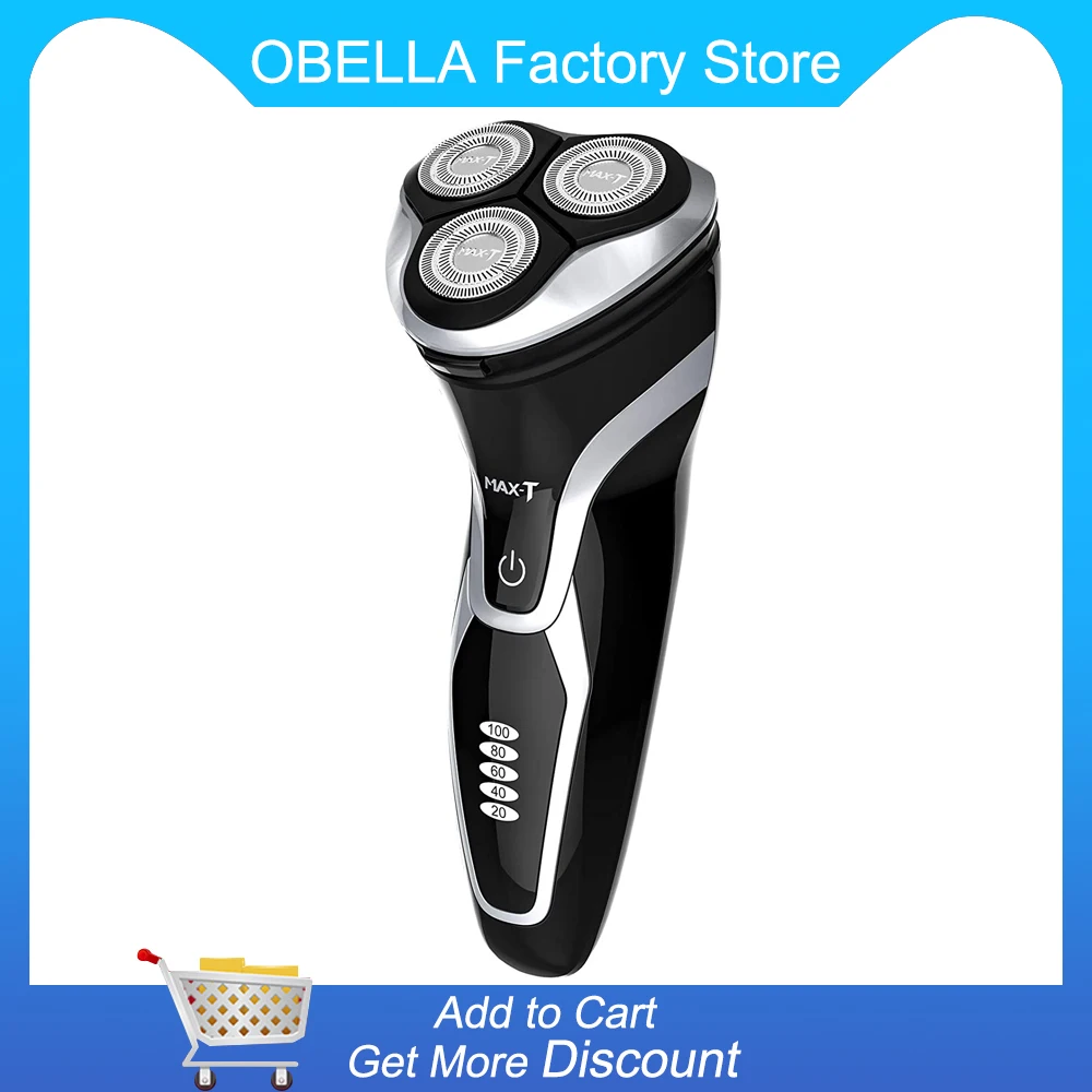 

Men Electric Razor, MAX-T Rechargeable Wet & Dry Rotary Electric Shaver For Men with Pop-up Trimmer