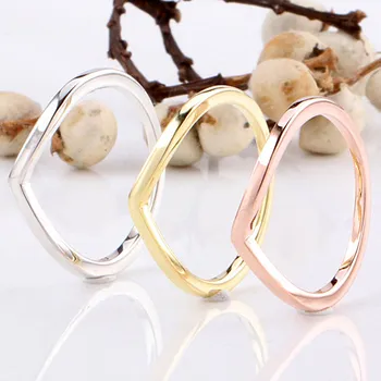 

Original Rose Golden Shine Wish Bone Ring Set Rings For Women 925 Sterling Silver Ring Wedding Party Gift Fine Europe Jewelry