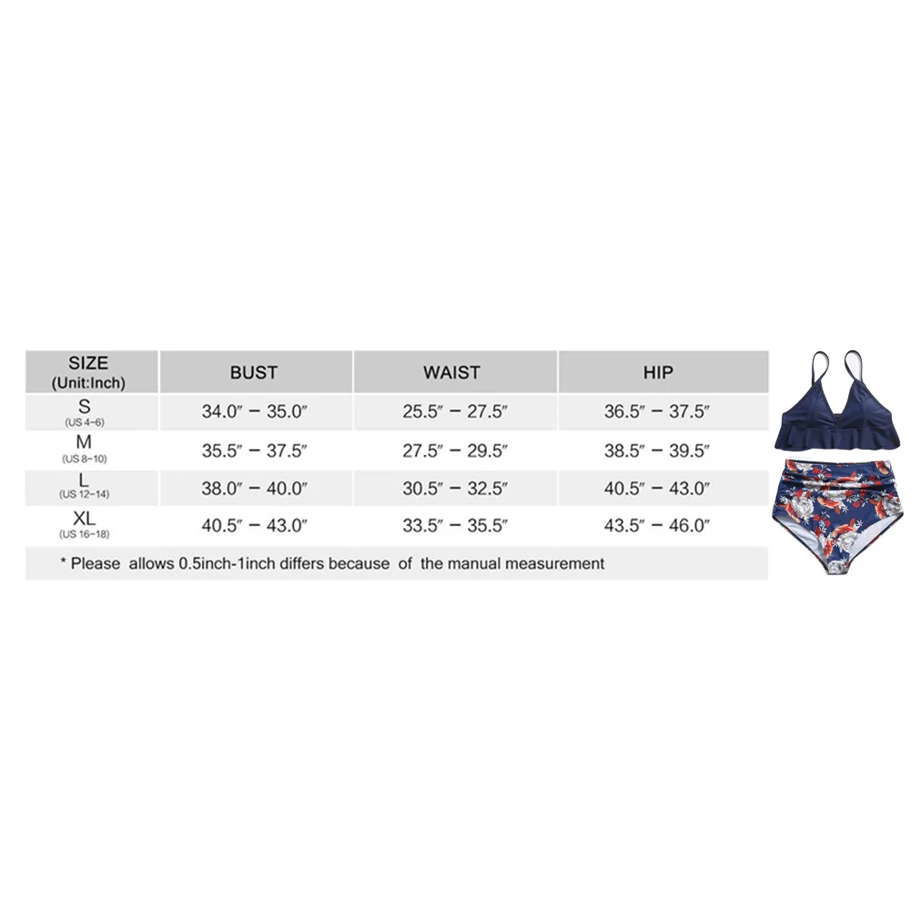 

Women High Waist V Neck Bathing Bikini Set Swimsuit Ruffle Print Beach Outdoor Sexy Fashion Summer Holiday Two Piece