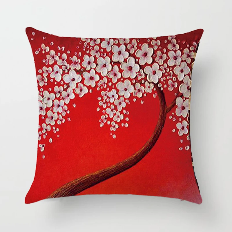 45x45 см винтажный цветочный Чехол на подушку, Наволочка на подушку с изображением желтого красного дерева, вишни, декоративная наволочка на подушку - Цвет: StyleC