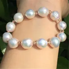 12-13 мм белый браслет из жемчуга в стиле барокко 7,5 дюймов женский классический шик безупречные культивированные аксессуары цепочка
