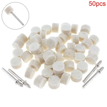 

50pcs/set 13mm White Wool Felt Buffing Wheel Grinding Pad Abrasive Tools with 4pcs 37mm Shanks for Power Tools Polishing Wheel