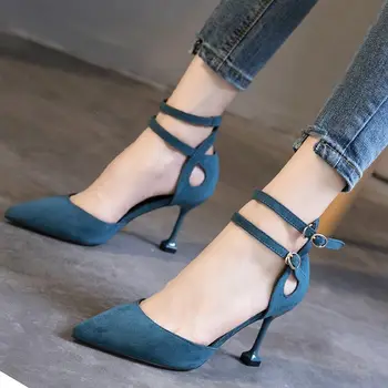 

Spring and Autumn New Heels Fine Tip Shoes Fashion Cat Lives with Our yi zi kou Hollow Girls Shoes