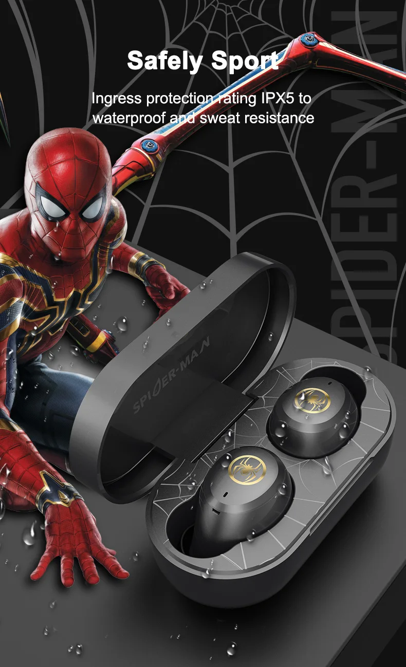 Marvel Certified Original Iron Man Earbuds Waterproof Captain America Mini TWS Wireless Bluetooth Stereo Earphones as Gifts