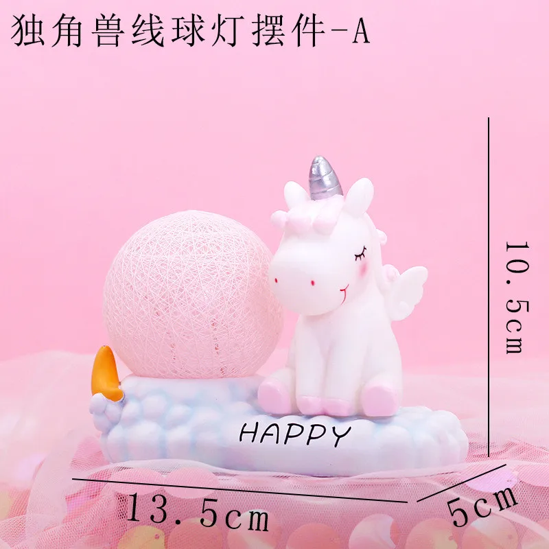 树脂工艺品-趴趴独角兽线球灯摆件创意梦幻家居工艺品粉色少女心小夜灯礼物-树脂工艺(16)
